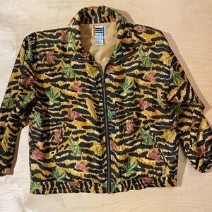 VTG. EVR Bomber Jacket Animal Print and Flowers Large (HV)
